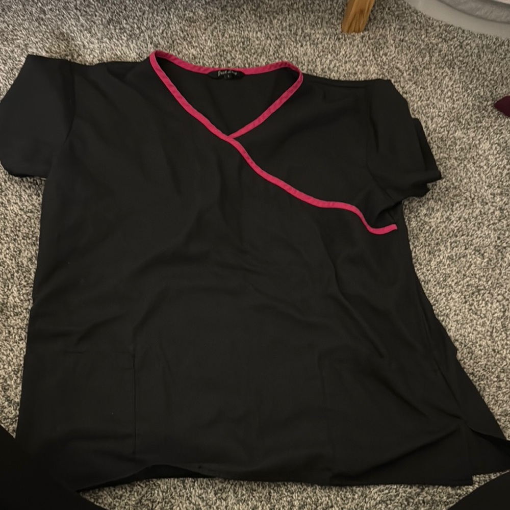 Just Love Black scrub top with Pink Accent